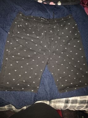 The Reset Black Skull-Print Athletic Shorts